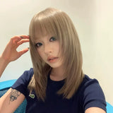 Load image into Gallery viewer, High-level wig gray-brown medium and long clavicle hair female full head cover cute COS Japanese light-colored broken hair whole top