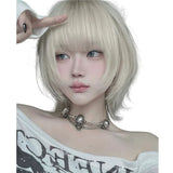 Load image into Gallery viewer, Small fry milk platinum cute wig short hair female full hood halloween y2k hottie eversion reverse warping Japanese