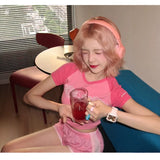 Load image into Gallery viewer, Wig female short curly hair Internet celebrity natural bangs lolita realistic gold pink full headgear jk soft girl egg roll cool