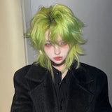 Load image into Gallery viewer, Wolf tail wig, male and female long hair, green cool and handsome mullet head, Japanese medium samurai head, natural simulation hair, full head cover.
