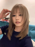 Load image into Gallery viewer, High-level wig gray-brown medium and long clavicle hair female full head cover cute COS Japanese light-colored broken hair whole top