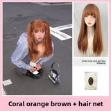 Load image into Gallery viewer, Halloween Internet celebrity long straight hair comic bangs JK wig female long dirty orange temperament natural matte long hair new