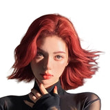 Load image into Gallery viewer, Japanese and Korean wig women's short hair Lolita medium point red girl group slightly warped hair daily wavy short curly hair full headgear