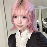 Load image into Gallery viewer, Japanese pink JK high-level wig women's short hair two-dimensional COS warped head y2 daily spice girl whole wig