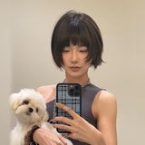 Load image into Gallery viewer, Hanni has the same short hair wig for women, full head cover, full top bobo head, short straight hair, Bobo cos sister hair style.