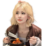 Load image into Gallery viewer, Korean short hair wig female full headgear texture ironing platinum air bangs curly hair age-reducing hairstyle Japanese