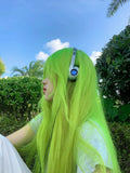 Load image into Gallery viewer, Fluorescent green medium wig female long hair full hood cool handsome y2k long straight hair lolita color jk