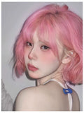 Load image into Gallery viewer, Fry pink wig short hair full hood female y2k girl group pink cos babes lolita shoulder length hair curly straight hair