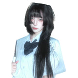 Load image into Gallery viewer, Princess Cut Wig Black Long Straight Jellyfish Head Lolita Ji Hair Full Headgear Female Qi Bangs COS Daily Japanese
