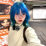 Load image into Gallery viewer, Small fry blue gradual change wig short hair full head female hottie y2k girl group Bobo head lolita whole top