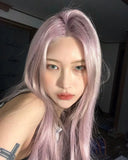 Load image into Gallery viewer, Korean Internet celebrity medium pink purple wig natural live streaming host JK girl group INS wind can be salt can be sweet long straight hair fashion