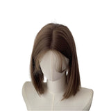 Load image into Gallery viewer, Forehead lace linen gray brown one-size-fits-all wig women's short hair women's group micro-curl universal cos high temperature silk