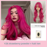 Load image into Gallery viewer, Rose pink purple gothic medium lolita Japanese ancient long straight hair subculture two-dimensional trendy whole wig