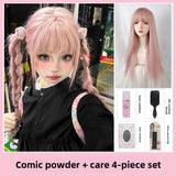 Load image into Gallery viewer, Halloween Internet celebrity long straight hair comic bangs JK wig female long dirty orange temperament natural matte long hair new