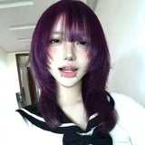Load image into Gallery viewer, Summer new subculture wig female medium long hair purple JK mullet head collarbone hair whole top JK natural full hood