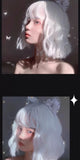Load image into Gallery viewer, Soft girl LOLITA wig COS silver and white short curly hair Halloween fake hair realistic fashion European and American style hair cover