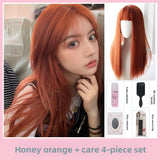 Load image into Gallery viewer, Halloween Internet celebrity long straight hair comic bangs JK wig female long dirty orange temperament natural matte long hair new