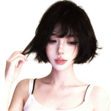 Load image into Gallery viewer, Wig female short hair short curly hair handsome Qi bangs round face dog gnawing bangs fluffy natural Korean facelift bobo head