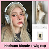 Load image into Gallery viewer, Former lace rice gray brown wig female daily Internet celebrity whole top long straight hair middle section new natural full headgear