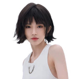 Load image into Gallery viewer, Ju Jingyi has the same wig, women's short hair, full head cover, age-reducing French air-feeling bangs, curly hair, age-reducing hairstyle.