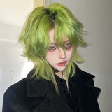 Load image into Gallery viewer, Wolf tail wig, male and female long hair, green cool and handsome mullet head, Japanese medium samurai head, natural simulation hair, full head cover.