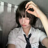 Load image into Gallery viewer, Hanni has the same short hair wig for women, full head cover, full top bobo head, short straight hair, Bobo cos sister hair style.
