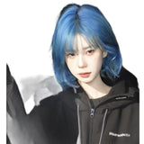 Load image into Gallery viewer, Fish fry wig blue white new female short hair Internet celebrity age reduction Bobo head full head natural simulation wig