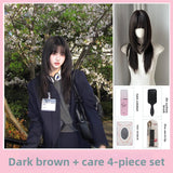 Load image into Gallery viewer, Black wig female long hair new layered long straight hair round face lolita natural JK cute Shaoluo full headgear