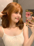 Load image into Gallery viewer, Halloween orange brown wig short hair female medium and long age reduction full hood Bobo head bob Japanese lolita color