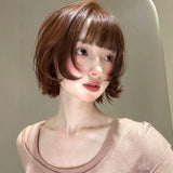 Load image into Gallery viewer, Wig Women's hood Layered short hair hanni Same girly whole wig Orange brown cos Bobo head