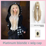 Load image into Gallery viewer, New product lengthened Internet celebrity subculture Y2K light platinum long straight hair high temperature silk high level Barbie full wig cover