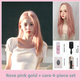 Load image into Gallery viewer, Female wig pink cos medium soft cute fashion long straight hair natural princess temperament trimming Internet celebrity hair cover