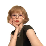 Load image into Gallery viewer, Wig Female short curly hair Internet celebrity natural bangs Lolita natural realistic linen gold full headgear jk wig lo