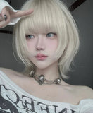 Load image into Gallery viewer, Small fry milk platinum cute wig short hair female full hood halloween y2k hottie eversion reverse warping Japanese