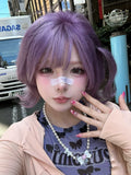 Load image into Gallery viewer, Purple cute wig short hair female full hood halloween y2k hottie eversion reverse Japanese