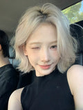 Load image into Gallery viewer, Japanese and Korean new wig women's platinum medium points short warped hair Lolita Internet celebrity full top temperament full headgear