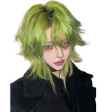Load image into Gallery viewer, Wolf tail wig, male and female long hair, green cool and handsome mullet head, Japanese medium samurai head, natural simulation hair, full head cover.