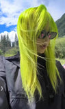 Load image into Gallery viewer, Lizard green wig female long hair full headgear long straight hair fluorescent green sub-y2k long straight hair lolita color jk
