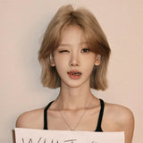 Load image into Gallery viewer, Summer Korean new wig female linen gray medium short hair Lolita Internet celebrity temperament full headgear