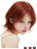 Load image into Gallery viewer, Wig female Japanese level broken hair red brown, cool Sa warped short hair Bobo head natural and realistic whole head cover