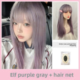 Load image into Gallery viewer, Purple-gray wig Female Internet celebrity long straight hair JK headgear full cos wig cover 2025 new summer thin
