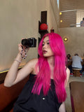 Load image into Gallery viewer, Rose pink purple gothic medium lolita Japanese ancient long straight hair subculture two-dimensional trendy whole wig