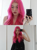 Load image into Gallery viewer, Rose pink purple gothic medium lolita Japanese ancient long straight hair subculture two-dimensional trendy whole wig