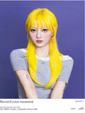 Load image into Gallery viewer, Japanese lemon yellow high-level cute wig female full head cover COS long straight soft sister Yabi full hair cover