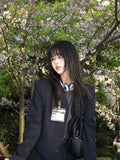 Load image into Gallery viewer, Black wig female long hair new layered long straight hair round face lolita natural JK cute Shaoluo full headgear