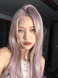 Load image into Gallery viewer, Korean Internet celebrity medium pink purple wig natural live streaming host JK girl group INS wind can be salt can be sweet long straight hair fashion