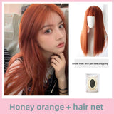 Load image into Gallery viewer, Halloween Internet celebrity long straight hair comic bangs JK wig female long dirty orange temperament natural matte long hair new