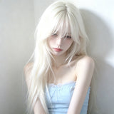 Load image into Gallery viewer, Moonlight White Cool White Gold Wig Women's High Level Long Straight Hair Air Bangs Sweet Girl Wind Natural Wig Cover