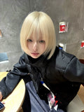 Load image into Gallery viewer, Wig female short hair short straight hair natural Internet celebrity simulation human daily bobo head bangs realistic flaxen full headgear