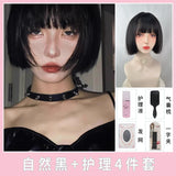 Load image into Gallery viewer, Short hair wig one-size-fits-all Bobo head full head cover female bobo Qi bangs Dora sister head universal cos